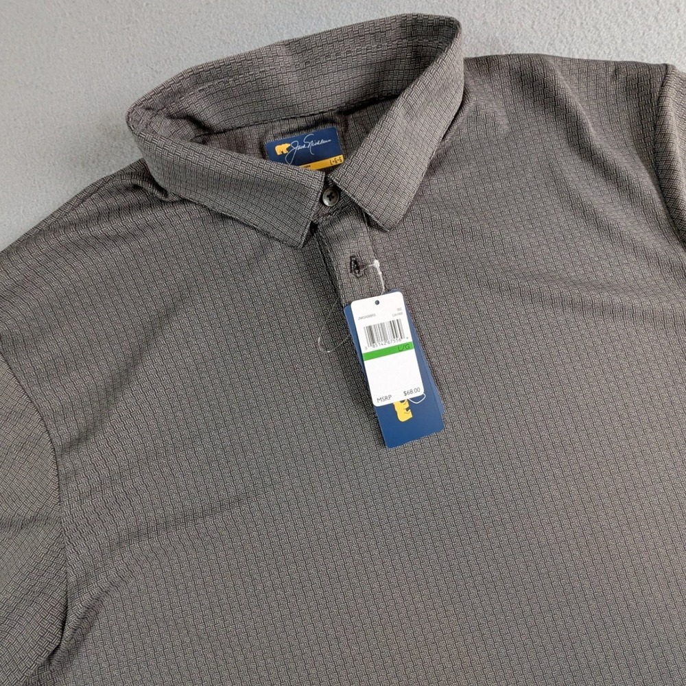 Jack Nicklaus Polo Shirt Mens Large Grey Basketweave Textured Golf Top NEW